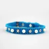 Dog Collars 1pc Pet Supplies Bling Rhinestone PU Leather Collar Soft Adjustable Neck Fashion Necklace For Small Puppy Cat
