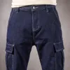 Джинсы-карго мужские темно-синие мешковатые шаровары весенний стиль уличная одежда с несколькими карманами дизайн хип-хоп джинсовые брюки мужские