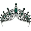 Pinzas para el cabello Color plata antigua, Tiara de boda verde, corona nupcial de cristal, diadema con diamantes de imitación, velo, Tiaras, accesorios para novia, diadema