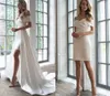 2024 Modern Short Wedding Dress With Detachable Train Off the Shoulder Lace Up Satin Bridal Party Gowns Sexy Custom Made Vestidos De Novia