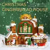 Christmas Toy Supplies 1481PCS Mini LED Light City Christmas Street View Gingerbread House Building Blocks Figures Bricks Toys For Children Gifts 231129