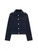 Vestes pour femmes 2023 Automne Veste Douce Mode avec poches Manteau Vintage Manches longues Casual dans les hauts d'extérieur