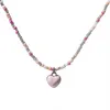 Chaînes colorées perlées amour pendentif collier pour femme minorité conception sens chaîne de pull personnalisé doux cool collier