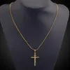 Klassieke sieraden Jesus Cross hanger 18k geel goud gevuld kruisbeeld hanger Chain222d