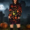 Casual Dresses Halloween Printed Hoodie Dress Pumpkin Women's Daily Workout Hoodies Long Sleeve Pullover Autumn Winter Loose Tee