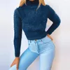 Women's Sweaters Autumn Winter Women Solid Color Long Sleeve Turtleneck Plush Crop Sweater Top Fashion Ladies Skinny Slim Short Tops