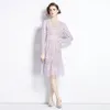 Women Boutique Embroidery Dress Long Sleeve Noble Sexy Dress 2024 Spring Auutmn Gauze Dress High-end Lady Dresses Runway Prom Dresses