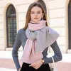 Sciarpe Sciarpa di cashmere spessa spiegazzata su due lati per donna Grande 200/68 cm Pashmina Scialle caldo invernale Avvolge Bufanda femminile