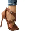 Модельные туфли, женские модные сандалии на высоком каблуке с пряжкой «рыбий рот», сандалии на шпильке, повседневные однотонные сексуальные пляжные с открытым носком Salto Alto Feminino