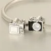 Kamera smycken charms pärlor priginaler s925 sterling silver passar för europeiska stil armband lw590h7284y