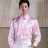 Men's Casual Shirts PARKLEES Luxury Silk Ruffled Tuxedo Shirts for Men Long Sleeve Wedding Stage Shirt Dance Performance Mens Clothing 231201