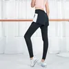 Active Pants Willarde 2 i 1 Mesh Yoga Kvinnor Elastiska midja Rinnande strumpbyxor med Side Pocket Black Fitness Workout Leggings