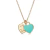 box TF Blue Classicdesigner necklace top Thome s Sterling Silver Plated Rose Gold Heart shaped Dropping Enamel Love Pendant Necklace Tie Home Collar Chain
