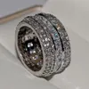 Choucong anéis de casamento top vender dropship jóias de luxo 925 prata esterlina princesa corte branco topázio cz diamante pedras preciosas promessa 281f