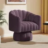 Dewhut mid-century 360 degree rotating embrace bucket sofa chair, wide cushioned round armchair, plush velvet fabric chair, living room, bedroom, office.