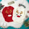 Rompertjes ma baby 0-18M Kerst geboren Baby Baby Jongen Meisje Romper Gebreide Lange Mouw Herten Jumpsuit Warme Kerst Kleding kostuums D05 231130