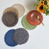 Table Mats Imitated Cotton Placemat Ins Braided Heat Insulation Mat Semi-handmade Round Ramie Linen