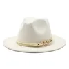 Wide Brim Hats Bucket Hats Black/white Wide Brim Simple Church Derby Top Hat Panama Solid Felt Fedoras Hat for Men Women artificial wool Blend Jazz Cap 231130