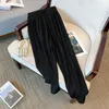 女性用パンツ5xl 6xl 60-175kgぽっちゃり女性カジュアルルーズ2023夏のビッグサイズWome Clothig Icy Silk Straight Wide Leg