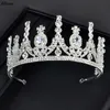 Zirkon Düğün Yuvarlak Taç Diadem Bandı Rhinestone Gelin Kral Kraliçe Kraliçe Tiaras Prenses Saç Aksesuarları Cl0796 için Brdal başlıkları