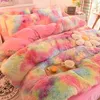 Conjuntos de cama Super Shaggy Coral Fleece Quente Cozy Princesa Bedding Set Mink Velvet Quilt / Duvet Cover Set Cama Consolador Cobertor Fronhas 231130