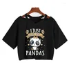 Camisetas para mujer, Tops cortos Kawaii para niña, camiseta bonita de estilo coreano, camiseta estampada de leche de Panda para mujer, camiseta Harajuku Y2k de dibujos animados