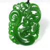 Ny Natural Jade China Green Jade Pendant Necklace Amulet Lucky Dragon och Phoenix Statue Collection Summer Ornament311z