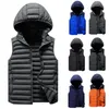 Coletes masculinos Colete Ultra Leve Colete de Algodão Homens com Capuz Impermeável Sem Mangas Forro Quente Masculino Slim Gilet Roupas