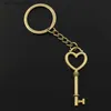 Keychains Lanyards New Fashion Men 30mm Keychain DIY Metal Holder Chain Vintage Heart Key 53x20mm Silver Color Pendant Gift R231201