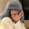 Шапки-ловушки, корейская бомбер из искусственной норки для женщин, осенне-зимняя утолщенная теплая шапка с защитой ушей, милая плюшевая лыжная шапка на открытом воздухе 231130