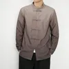 Men's Casual Shirts Traditional Chinese Tai Chi Coat Baggy Jacquard Weave Jacket Stand Collar Cardigan For Daily Wear