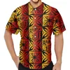 Men's Casual Shirts Polynesian Tribal Pohnpei Totem Tattoo Prints Shirt Short Sleeve Fashion V-Neck Cardigan Baseball Jersey