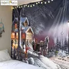 タペストリータペストリークリスマスウォールハンギングブルー空と雪の壁ぶら下がっている木の壁ぶら下げ豪華なクリスマスツリー暖炉ギフト231201