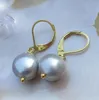 Dangle Earrings Huge Charming Pair OF 11-10mm South Sea Gray Pearl Earring14k/20