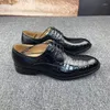 Dress Shoes Exotic Genuine Crocodile Belly Skin Businessmen Authentic Real Alligator Leather Male Lace-up Point Toe Oxford