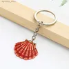 Keychains Lanyards Fashion Ceramic Scallop Pendant Keychain Porcelain Jewelry Ryggsäck Decor Charms Car Keyring For Women Girls Gift R231201