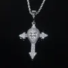 Special Designer Cross med Skull Charm Pendant Halsband med repkedja hiphop kvinnor män full asfalterad 5a kubiska zirkonier Kristus män gåva smycken