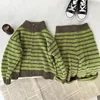 Ensembles de vêtements garçons filles automne hiver Style coréen enfants vêtements enfants rayures cachemire ensemble enfant épaissi deux pièces