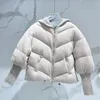 Women's Trench Coats Pure Wool Spliced White Duck Down Jacket Women Hooded Light Warm Bread Coat