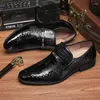 Elbise Ayakkabı Moda Erkekler İçin Saçlı Ayak Parçası Lüks Timsah Resmi Ayakkabı Adam Loafers Düğün Ayakkabısı Zapatos Hombre