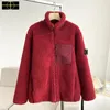 2023 New High Set Loose Lamb Wool Chest Pocket Zipper Warm Stone Long Sleeve Lamb Fleece island Coat Cotton Dress Men's and Women's size s-xl