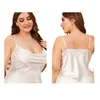 Vêtements de nuit pour femmes Femmes Plus Taille Sling Robe Courbe Satin Soie Pyjamas Chemise De Nuit Sans Voir À Travers