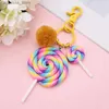 Keychains Lanyards New Cream Resin Soft Pottery Lollipop Keychain Hair Ball Pendant Practical Small Gift Spot Jewelry Making Supplies R231201