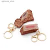 Keychains Lanyards Steak Beef Block Keychain Meat Food Key Ring Purse Schoolbag Dangle Pendant Funny Jewelry Restaurant Client Gift R231201