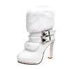 Botas Sapato de Inverno Moda Moderna Senhoras Festa Tornozelo Botas Quentes Pele Super Salto Alto 10cm Branco 231201