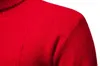 Suéter masculino casual suéter de negócios slim fit kintwear jumpers gola alta pulôver de malha tops cor sólida