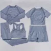 2/3/5PCSエネルギーシームレスヨガセット女性トレーニングセットスポーツウェアフィットネス服の女性衣料品レギンススポーツスーツ