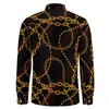 Men's Casual Shirts Golden Chain Men Links Print Shirt Long Sleeve Retro Y2K Blouses Autumn Graphic Clothing Big Size 3XL 4XL