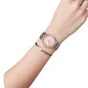 Wristwatches Steel Belt Set Auger Automatic Hollow Out Mechanical Watch Lady Rose Gold Stainless Female Table