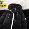 Women's Down Parkas Parka Jackets Men With Hood Clothing 2023 Streetwear Solid Color Puffer Jacket Hoodie Coats Winter Clothes 231201
